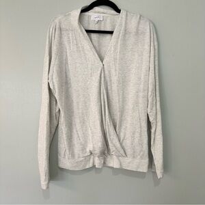 Soma Wknd Sunday Criss-Cross Top Gray White Comfy Lounge Wear Size Medium